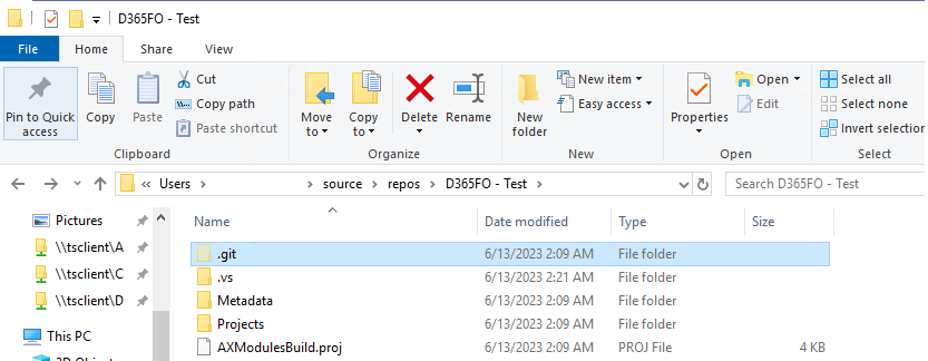 File Explorer Git repository folder