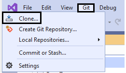 Git Clone Button in Visual Studio