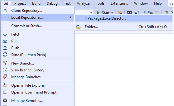 Visual Studio Select local repository