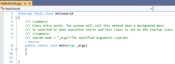 Visual Studio Default runnable class
