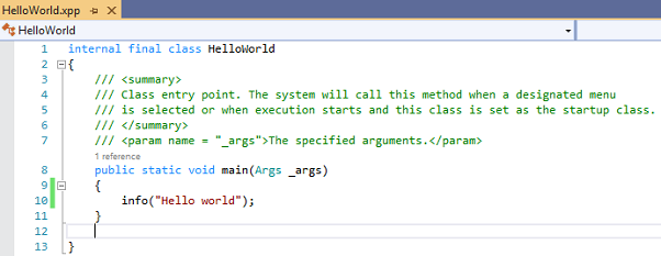 Visual Studio Hello world class