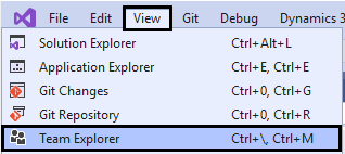 Visual Studio open Team Explorer